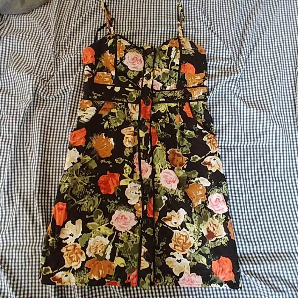 Multicolored Rose Patterned Dress